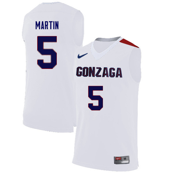 Men Gonzaga Bulldogs #5 Alex Martin College Basketball Jerseys Sale-White